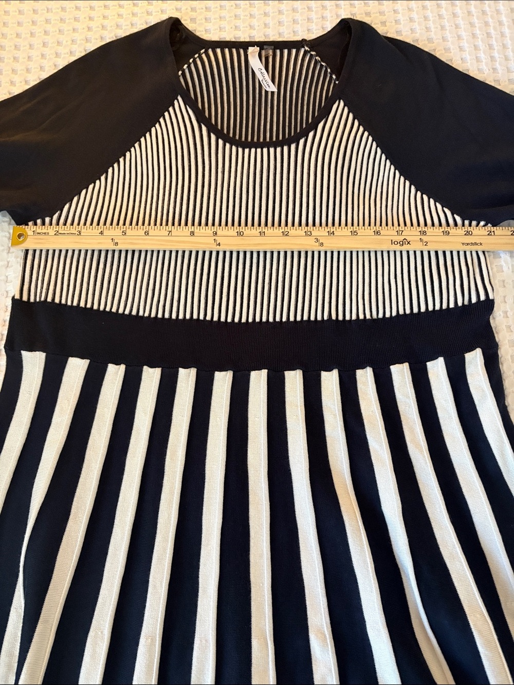 NY Collection Woman’s Preppy Office A-Line Navy/ White Striped Knit Dress SZ 2X - Picture 5 of 7
